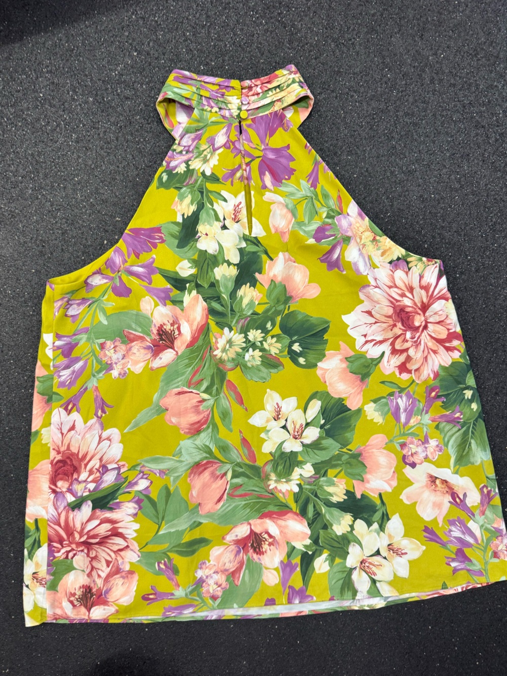 Express Floral Halter Neck Tank Top - Green Pink Floral Floral Lined - Picture 10 of 11